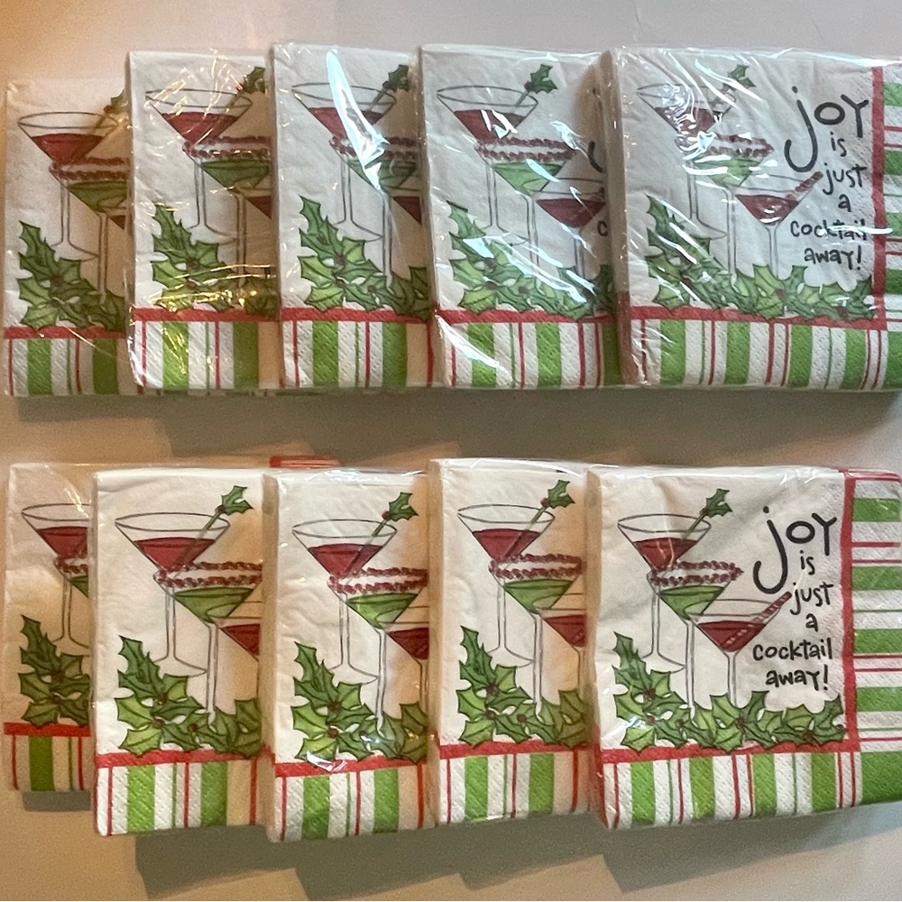Unique Joy Is Just A Cocktail Away Christmas Holiday Beverage Napkins, 10 Pkgs